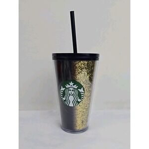 Starbucks Exclusive Holiday 2020 Black  Gold Glitter 16 oz Tumbler Cup Authentic